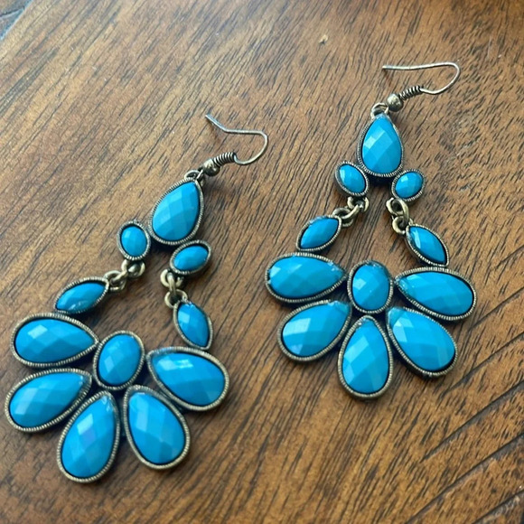 6 pairs bundle fashion earrings dangling drop hoops silver gold green black - Picture 11 of 16